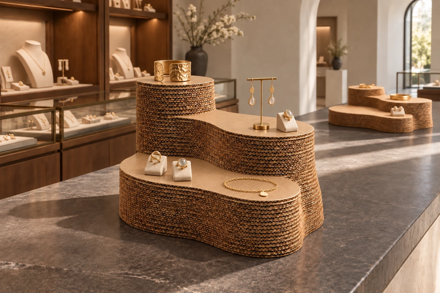 Paysage vertical en bijouterie avec plusieurs bijoux — Kraft naturel
